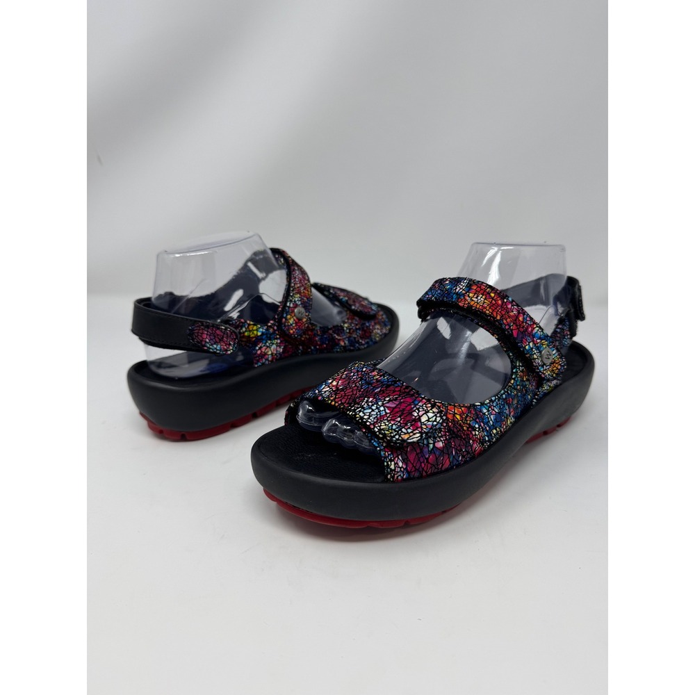 Wolky Rio Multi Color Mosaic Leather Walking Sandals Womens 39 Adjustable Straps